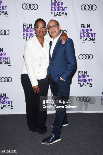 Oprah Winfrey and George C. Wolfe attend the Film Independent at LACMA Special Screening and Q&A of "The Life Of Henrietta Lacks" at Bing Theatre At...