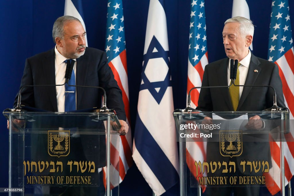 Israel's Minister of Defense Avigdor Lieberman And U.S. Defense Secretary James Mattis Hold Joint News Conference