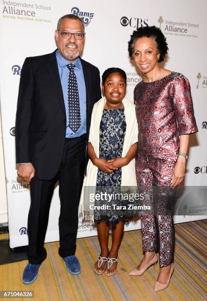 Laurence Fishburne, Delilah Fishburne and Nina Shaw attend the Independent School Alliance Impact Awards at the Beverly Wilshire Four Seasons Hotel...