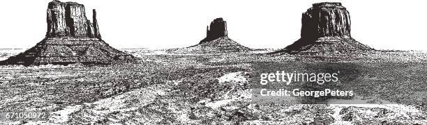 ilustrações, clipart, desenhos animados e ícones de buttes e do monument valley mesa - monumento do parque da tribo do vale