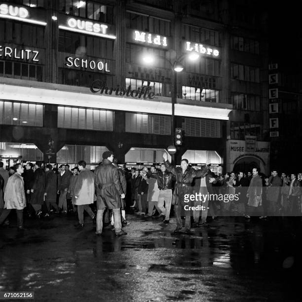 Some of between 20,000 and 30,000 pro-Front de Liberation Nationale Algerians stage a demonstration on October 17, 1961 in Paris. Later French...