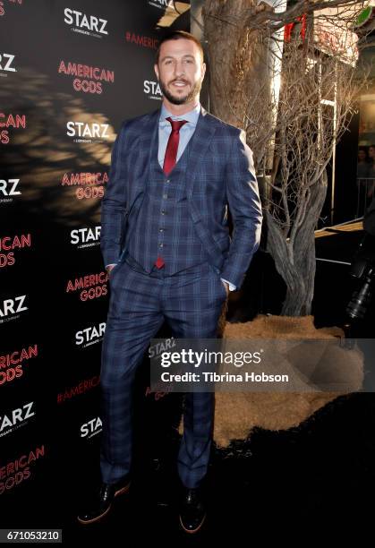 Pablo Schreiber attends the premiere of Starz's 'American Gods' at ArcLight Cinemas Cinerama Dome on April 20, 2017 in Hollywood, California.