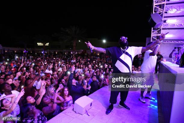 Rapper Rick Ross performs at the official Eclipse launch party at Daylight Beach Club at the Mandalay Bay Resort and Casino on April 21, 2017 in Las...