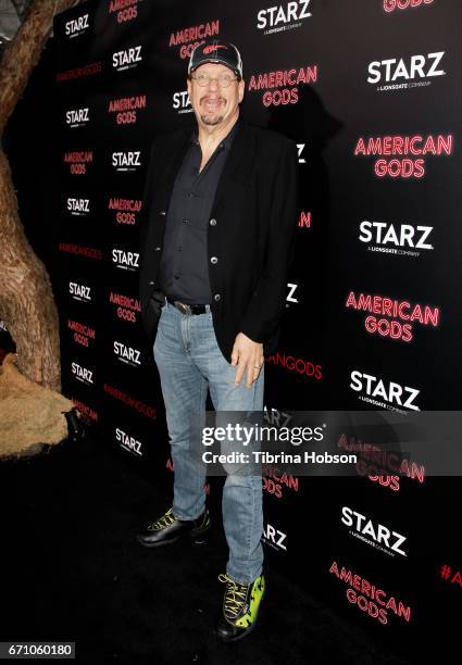 Penn Jillette attends the premiere of Starz's 'American Gods' at ArcLight Cinemas Cinerama Dome on April 20, 2017 in Hollywood, California.