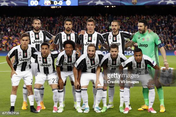 Giorgio Chiellini of Juventus FC, Sami Khedira of Juventus FC, Mario Mandzukic of Juventus FC, Leonardo Bonucci of Juventus FC, goalkeeper Gianluigi...