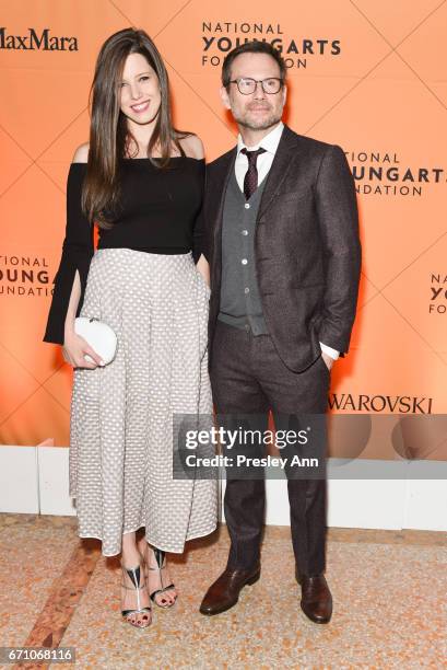 Brittany Lopez and Christian Slater attend 2nd Annual National YoungArts Foundation New York Gala at The Metropolitan Museum of Art on April 20, 2017...