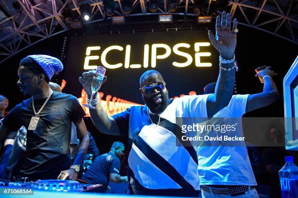 Rapper Rick Ross performs at the official Eclipse launch party at Daylight Beach Club at the Mandalay Bay Resort and Casino on April 21, 2017 in Las...