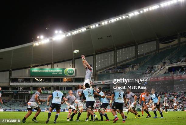 Wilhelm van der Sluys of the Kings jumps at the lineout during the round nine Super Rugby match between the Waratahs and the Kings at Allianz Stadium...