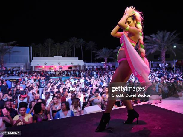 Dancer performs during the official Eclipse launch party hosted by Rick Ross at Daylight Beach Club at the Mandalay Bay Resort and Casino on April...