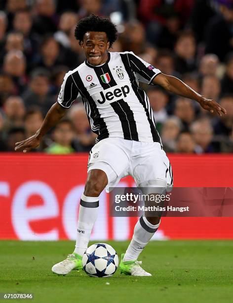 Juan Cuadrado of Juventus during the UEFA Champions League Quarter Final second leg match between FC Barcelona and Juventus at Camp Nou on April 19,...