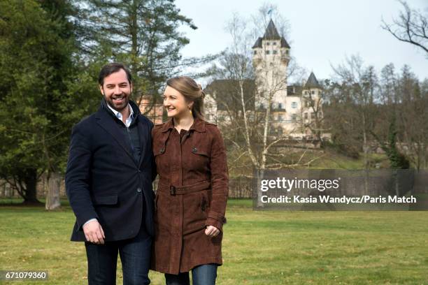 The Royal Highnesses Grand Duke Guillaume of Luxembourg and his wife the Grand Duchess Stephanie of Luxembourg with Ellen Van Der Woude are...