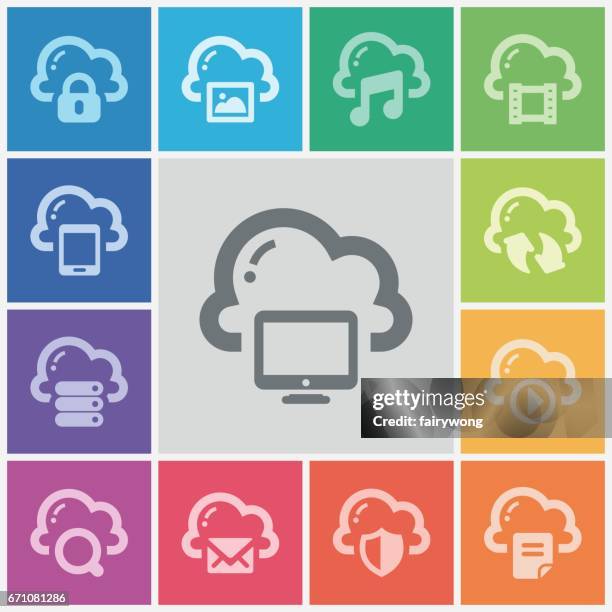 cloud computing icons - sharing files stock illustrations