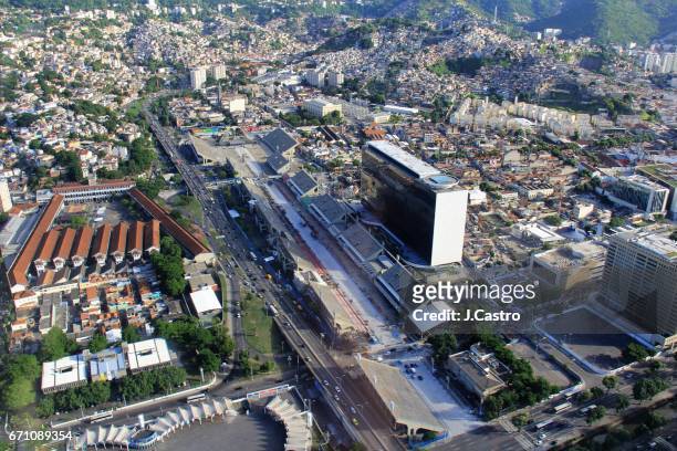 rio de janeiro - aerial view - sambadrome marquês de sapucaí ストックフォトと画像