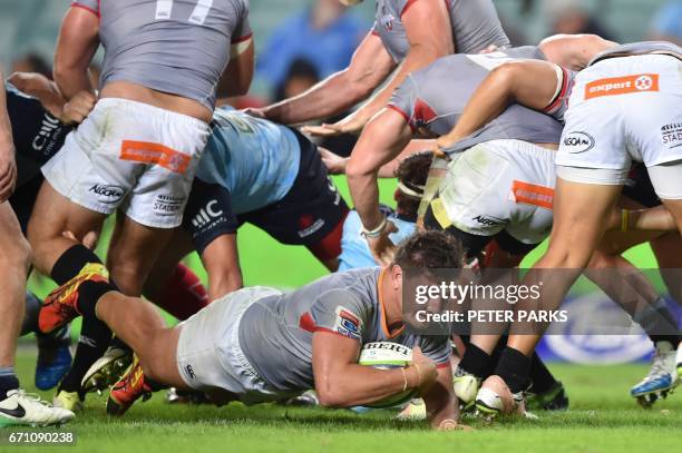 Southern Kings player Micheal Willemse scores a try against the Waratahs during the Super15 rugby match between Waratahs and South Africa's Southern...