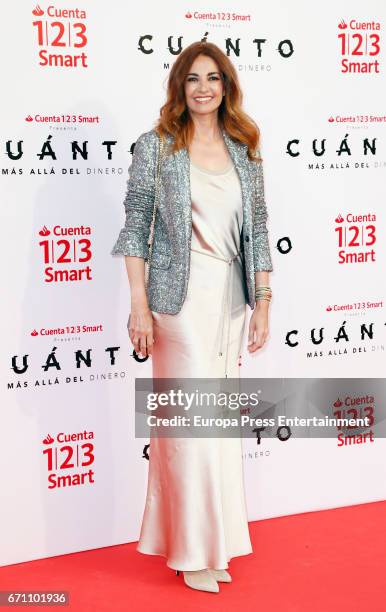 Marilo Montero attends the 'Cuanto.Mas Alla del DInero' premiere at Callao cinema on April 20, 2017 in Madrid, Spain.