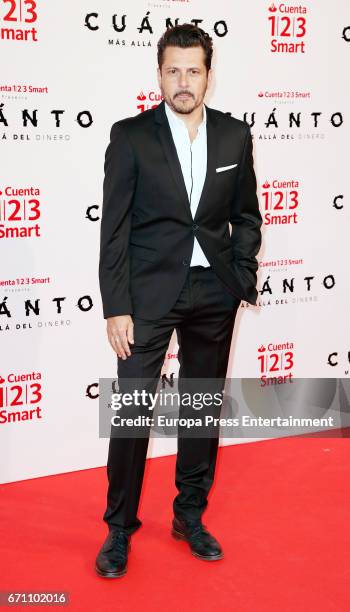 Kike Maillo attends the 'Cuanto.Mas Alla del DInero' premiere at Callao cinema on April 20, 2017 in Madrid, Spain.