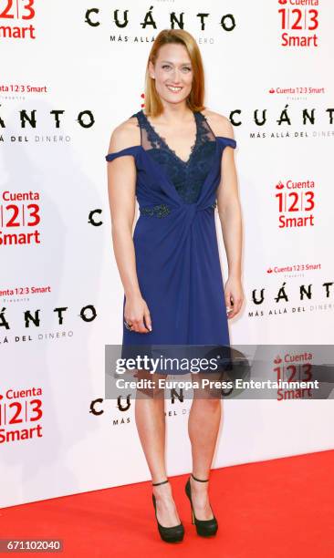 Mireia Belmonte attends the 'Cuanto.Mas Alla del DInero' premiere at Callao cinema on April 20, 2017 in Madrid, Spain.