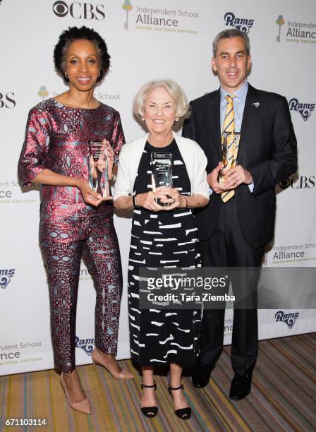 Nina Shaw, Mary Beth Barry and Kevin Demoff attend the Independent School Alliance Impact Awards at the Beverly Wilshire Four Seasons Hotel on April...