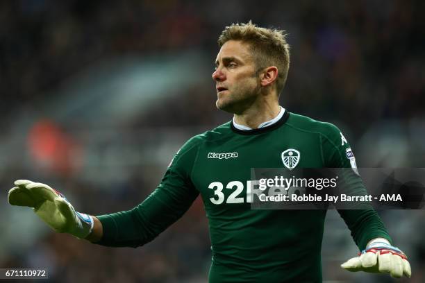 Robert Green of Leeds United during the Sky Bet Championship match between Newcastle United and Leeds United at St James' Park on April 14, 2017 in...