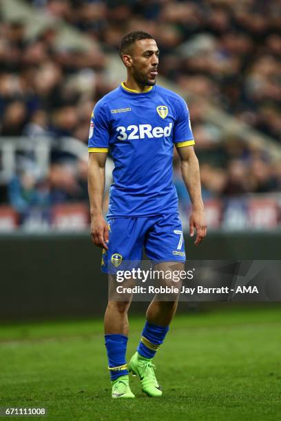 Kemar Roofe of Leeds United during the Sky Bet Championship match between Newcastle United and Leeds United at St James' Park on April 14, 2017 in...