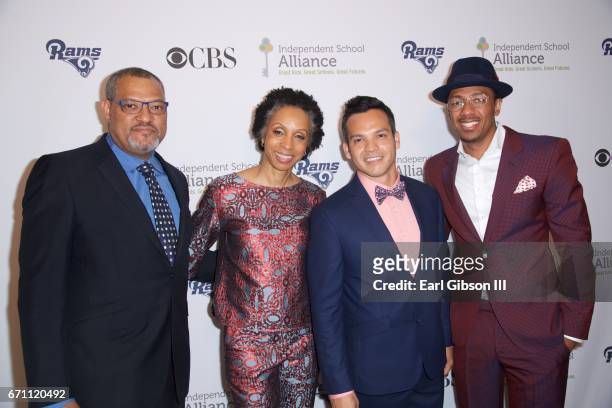 Actor Lawrence Fishburne, attorney Nina L. Shaw, executive director Herson Mojica and actor Nick Cannon attend the Independent School Alliance Impact...