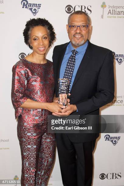 Attorney Nina L. Shaw and actor Lawrence Fishburne attend the Independent School Alliance Impact Awards when Nina L. Shaw was hononored at the...