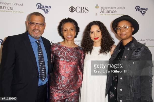 Actor Lawrence Fishburne, attorney Nina L. Shaw, actress Jurnee Smollett-Bell and Misha Green attend the Independent School Alliance Impact Awards at...