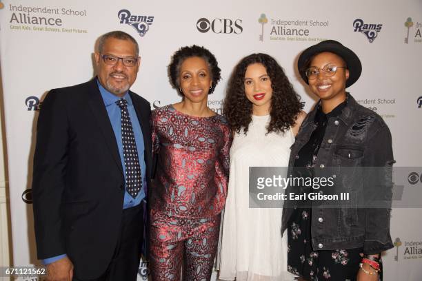 Actor Lawrence Fishburne, attorney Nina L. Shaw, actress Jurnee Smollett-Bell and Misha Green attend the Independent School Alliance Impact Awards at...