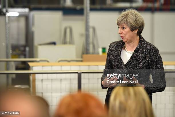 Prime Minster Theresa May gives a short speech and Q&A at GSK on April 21, 2017 in Maidenhead, England. In an attempt to gain a larger Brexit mandate...