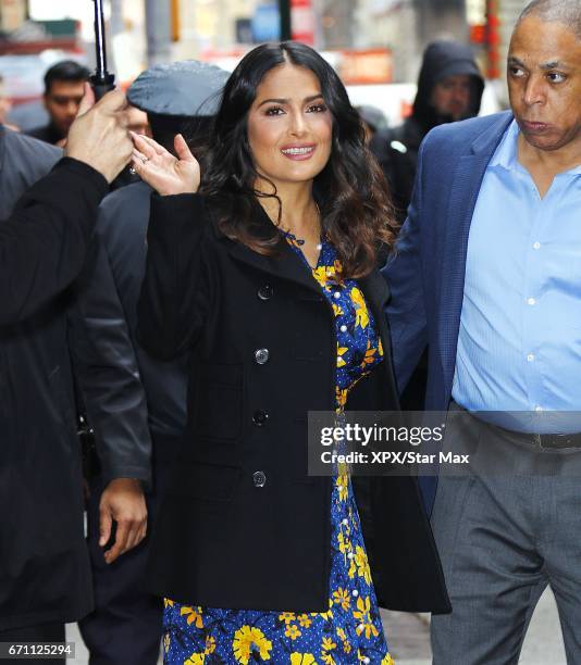 Actress Salma Hayek is seen on April 20, 2017 in New York City.