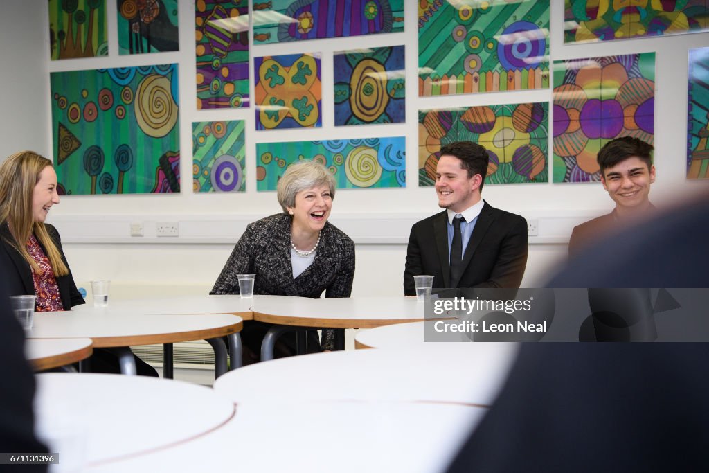 School Visit And Business Q&A With Theresa May On The Campaign Trail