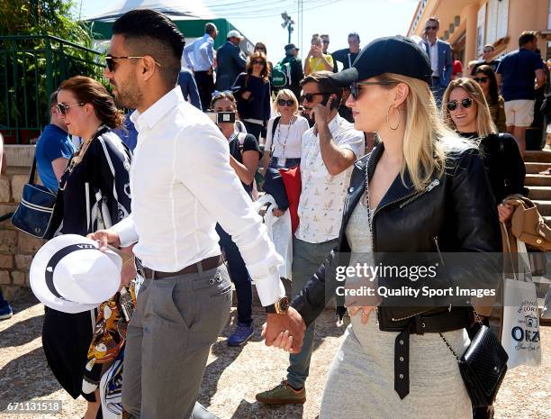 Radamel Falcao and Lorelei Taron attend day six of the ATP Monte Carlo Rolex Masters Tennis at Monte-Carlo Sporting Club on April 21, 2017 in...