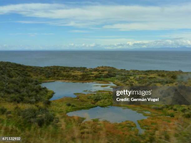 strait of magellan and bahía inútil in tierra del fuego - chile - bahía stock pictures, royalty-free photos & images