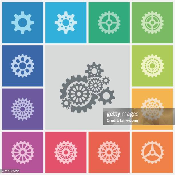 gear cogs wheels icons - canine teeth stock illustrations