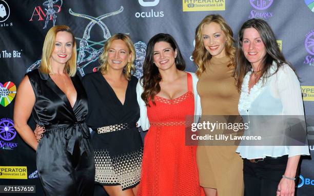 Actors Vanessa Cater, Zoe Bell, Gina Carano, Zoe Bell, Kristanna Loken, and founder of Artemis Women In Action Film Festival, Melanie Wise attend...