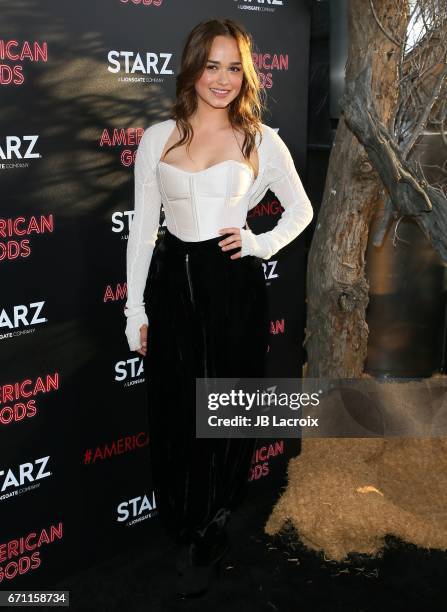 Rose Williams attends the premiere Of Starz's 'American Gods' on April 20, 2017 in Hollywood, California.