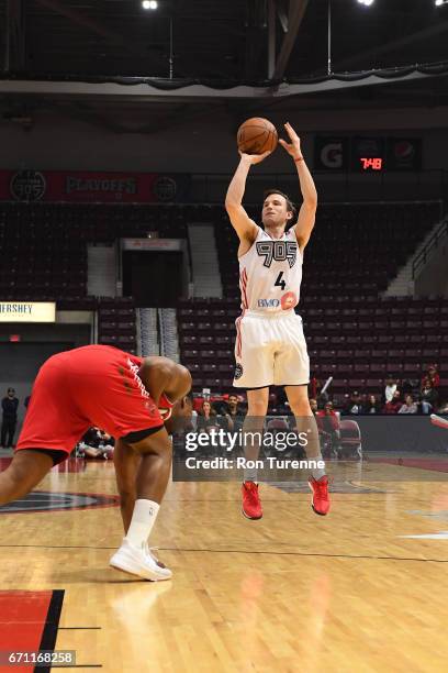 Brady Heslip of the Raptors 905 shoots the ball against the Maine Red Claws during Game Two of the NBA D-League Eastern Conference Finals on April...