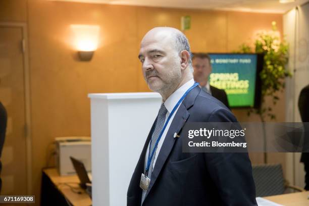 Pierre Moscovici, economic commissioner for the European Union , arrives to a G-20 finance ministers and central bank governors meeting on the...