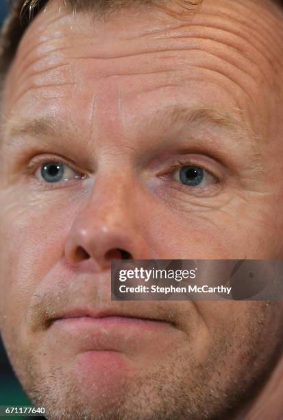 Dublin , Ireland - 21 April 2017; Saracens director of rugby Mark McCall during a press conference at the Aviva Stadium in Dublin.
