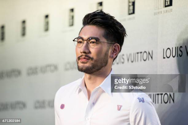 Godfrey Gao poses at the red carpet during the opening night of the Time Capsule Exhibition by Louis Vuitton on 21 April 2017 in Hong Kong, China.