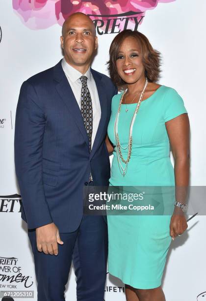 Senator Cory Booker and honoree Gayle King attend Variety's Power Of Women: New York at Cipriani Midtown on April 21, 2017 in New York City.