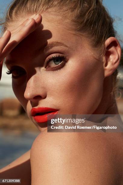 Model Elsa Hosk is photographed for Madame Figaro on February 18, 2017 on Saint Barthelemy. Make-up by Urban Decay. PUBLISHED IMAGE. CREDIT MUST...