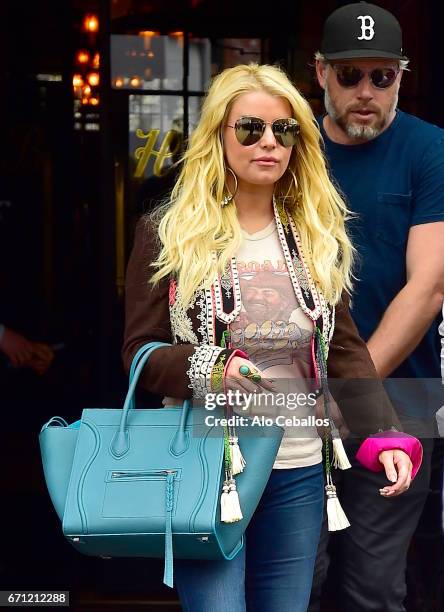 Jessica Simpson,Eric Johnson are seen in the East Village on April 21, 2017 in New York City.