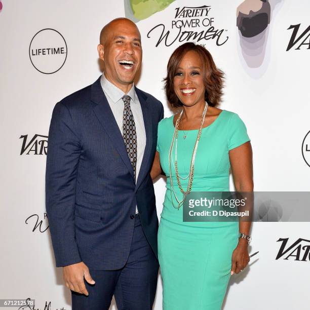 Cory Booker and Gayle King attend Variety's Power of Women: New York at Cipriani Midtown on April 21, 2017 in New York City.