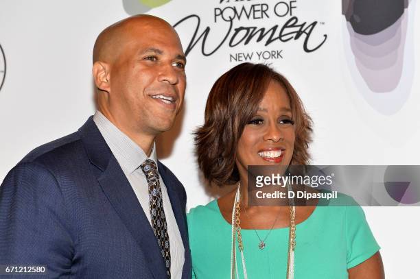 Cory Booker and Gayle King attend Variety's Power of Women: New York at Cipriani Midtown on April 21, 2017 in New York City.