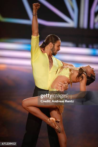 Gil Ofarim and Ekaterina Leonova perform on stage during the 5th show of the tenth season of the television competition 'Let's Dance' on April 21,...