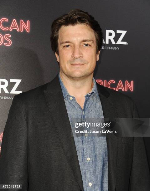 Actor Nathan Fillion attends the premiere of "American Gods" at ArcLight Cinemas Cinerama Dome on April 20, 2017 in Hollywood, California.