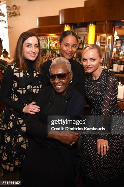 Zoe Lister-Jones, Bethann Hardison, Joy Bryant and Christina Ricci attend CHANEL Tribeca Film Festival Women's Filmmaker Luncheon at The Odeon on...