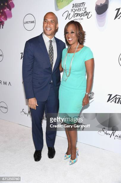 Senator Cory Booker and event honoree Gayle King attend Variety's Power of Women New York luncheon at Cipriani Midtown on April 21, 2017 in New York...