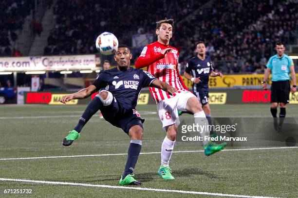 William Vainqueur of Marseille and Vincent Marchetti of Nancy during the Ligue 1 match between AS Nancy-Lorraine and Olympique de Marseille at Stade...